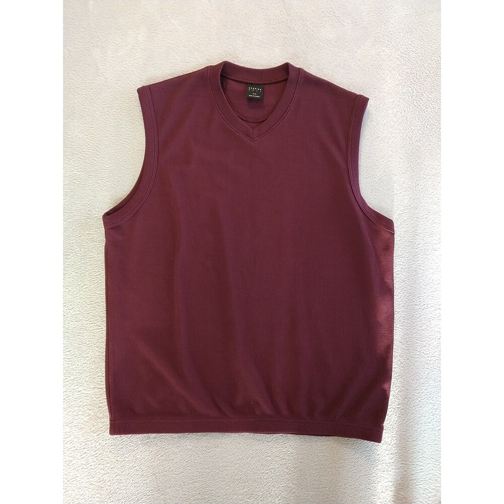 Dunning Golf Vest Men's Medium Maroon Ribbed Sweater Pullover MADE IN CANADA